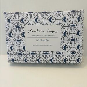 London Kaye Suns Moons Stars Celestial White & Dark Blue Full Size Sheet Set